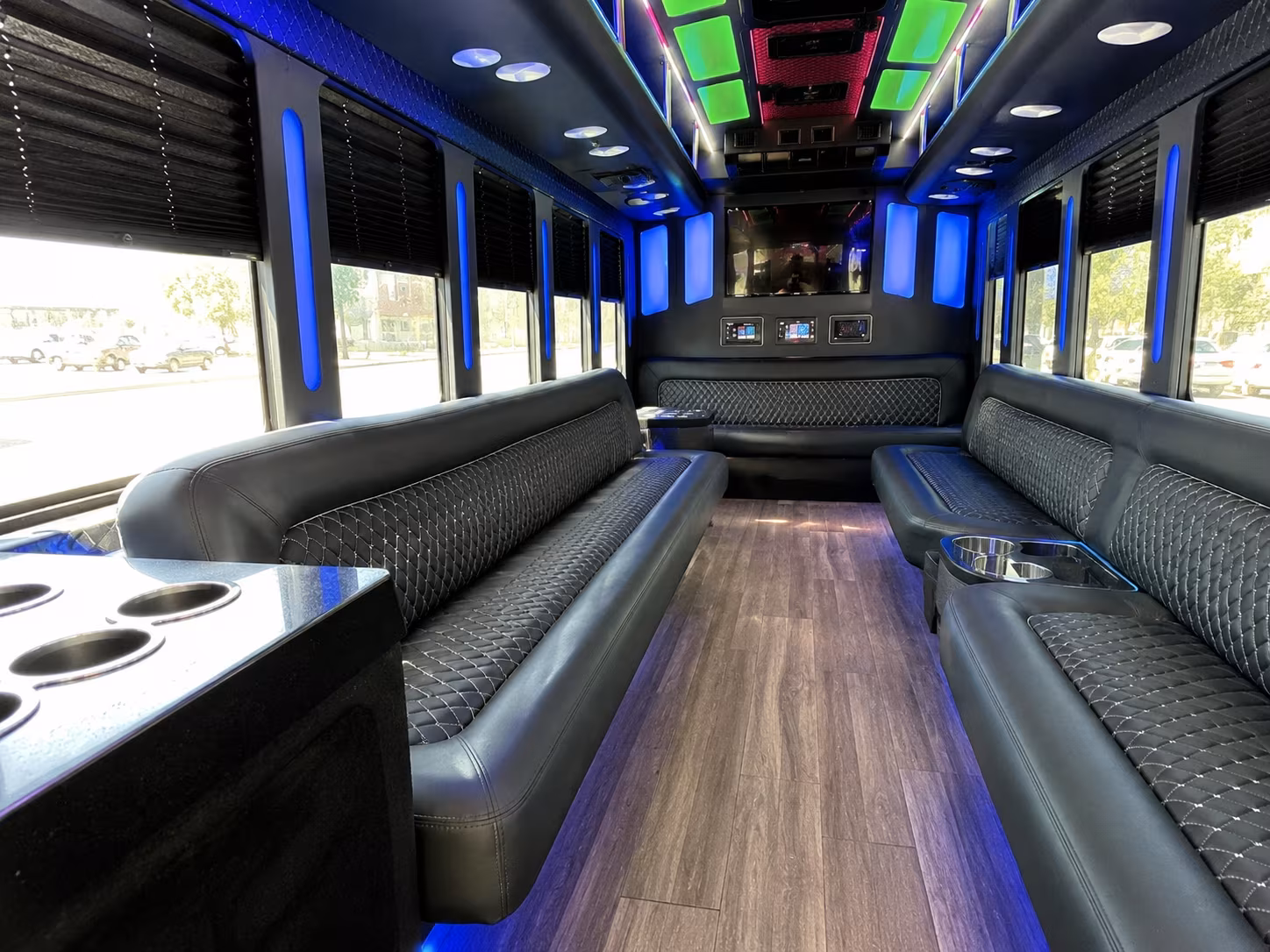 coconut creek 15 passenger party bus inside