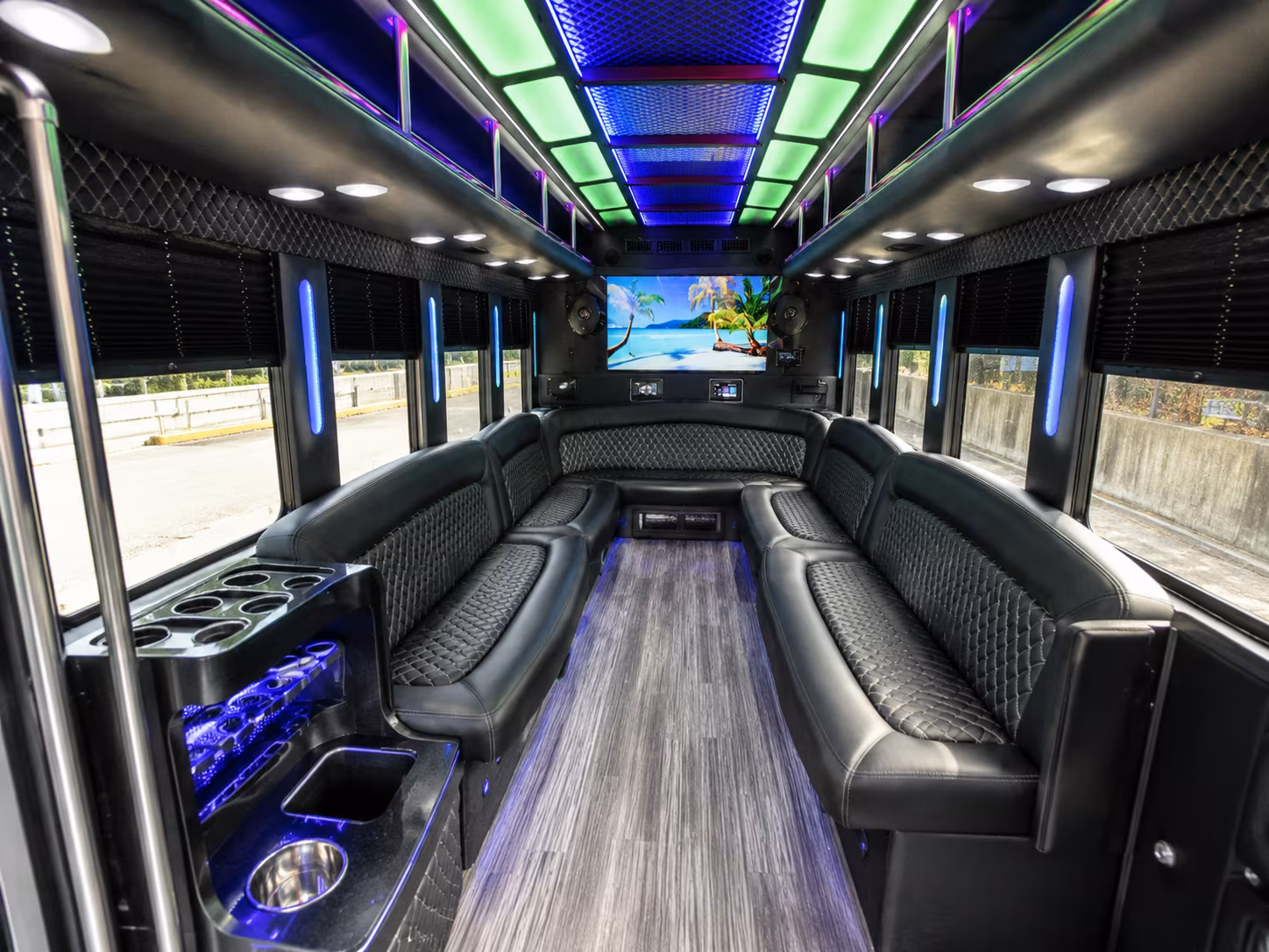 coconut creek 18 passenger party bus inside