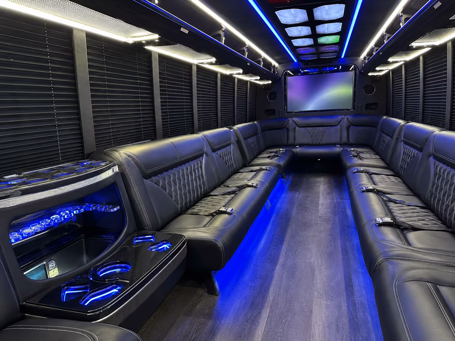 coconut creek 20 passenger party bus inside
