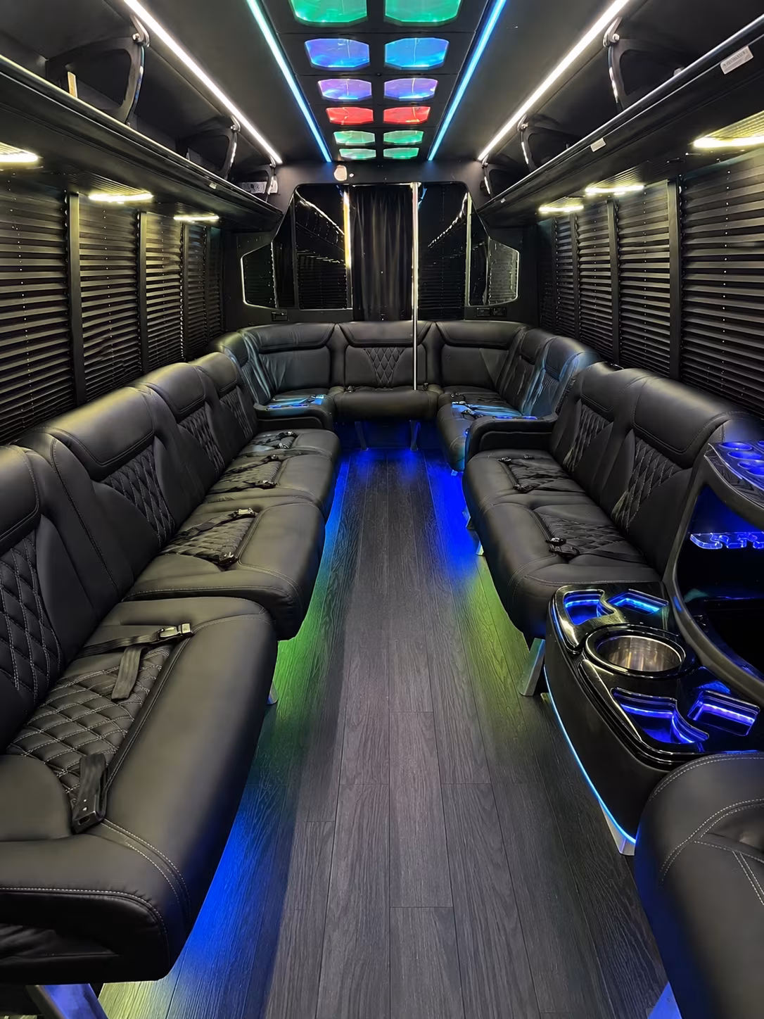 coconut creek 20 passenger party bus interior