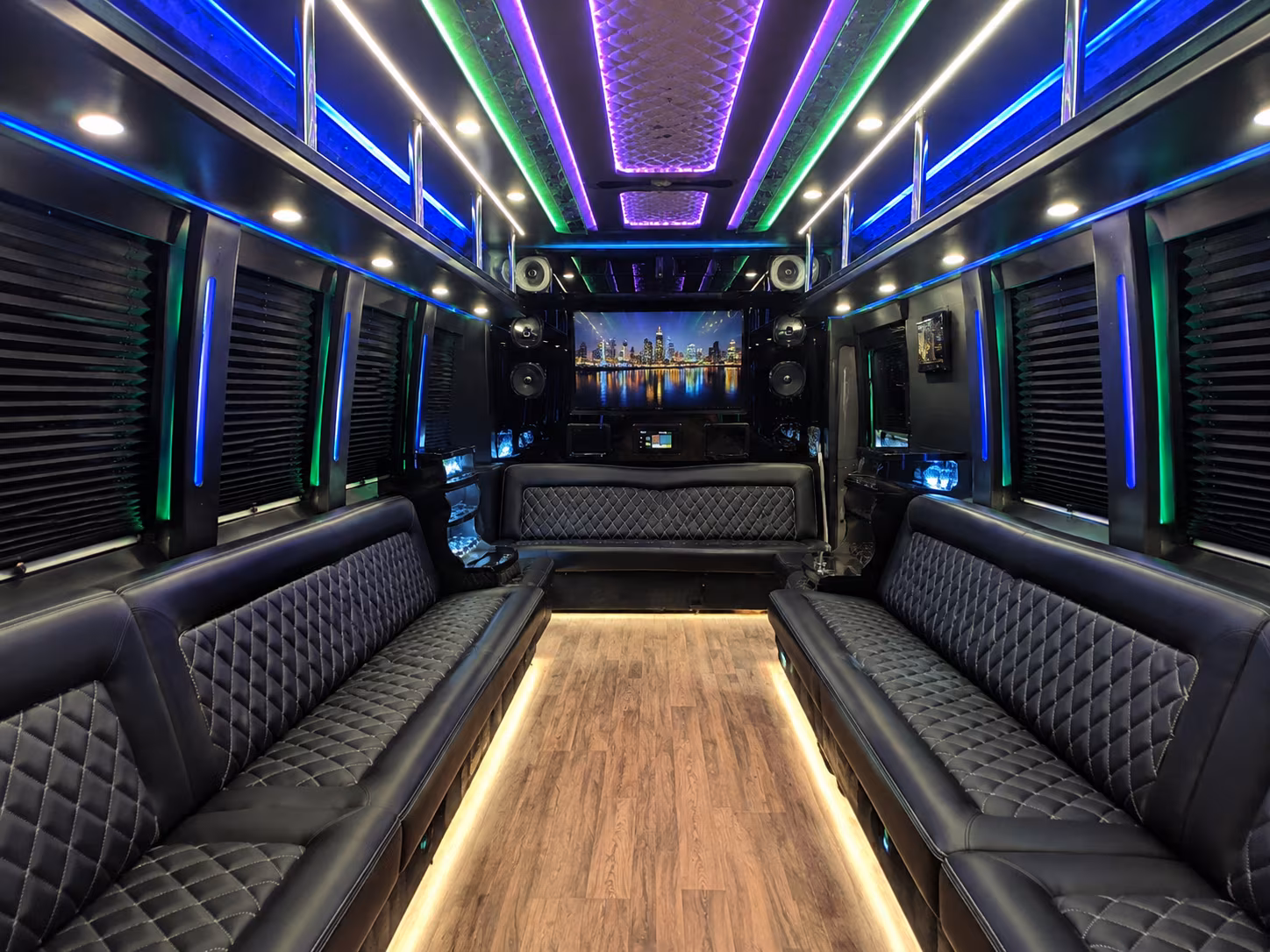 coconut creek 25 passenger party bus interior