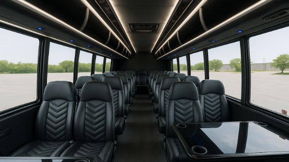 Interior of Charter Bus Company Coconut Creek's 25 Passenger Mini bus in Coconut Creek