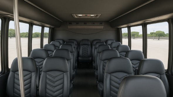 Interior of Charter Bus Company Coconut Creek's 28 Passenger Mini bus in Coconut Creek