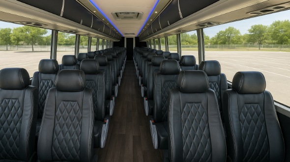 Interior of Charter Bus Company Coconut Creek's 50 Passenger Charter Bus in Coconut Creek