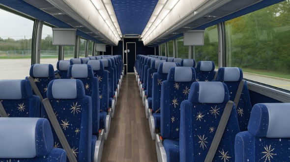 Interior of Charter Bus Company Coconut Creek's 55 Passenger Charter Bus in Coconut Creek