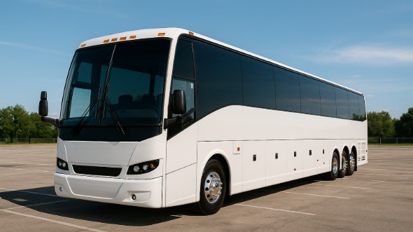 Exterior of Charter Bus Company Pompano Beach's 55 Passenger Charter Bus in Pompano Beach