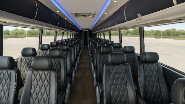 Interior of Charter Bus Company Coconut Creek's 56 Passenger Charter Bus in Coconut Creek