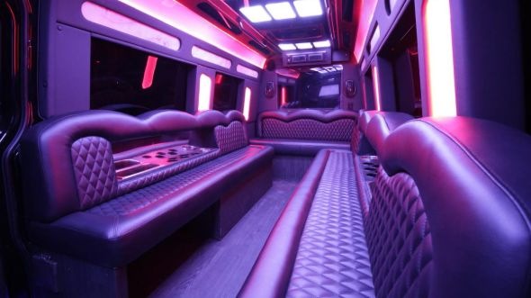 Interior of Charter Bus Company Coconut Creek's Sprinter Limo in Coconut Creek